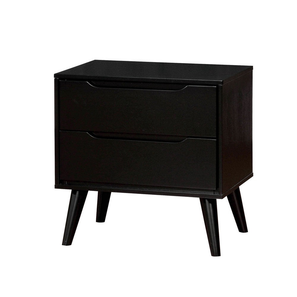 2pc King Bedroom Set | Black Wood | Nightst&