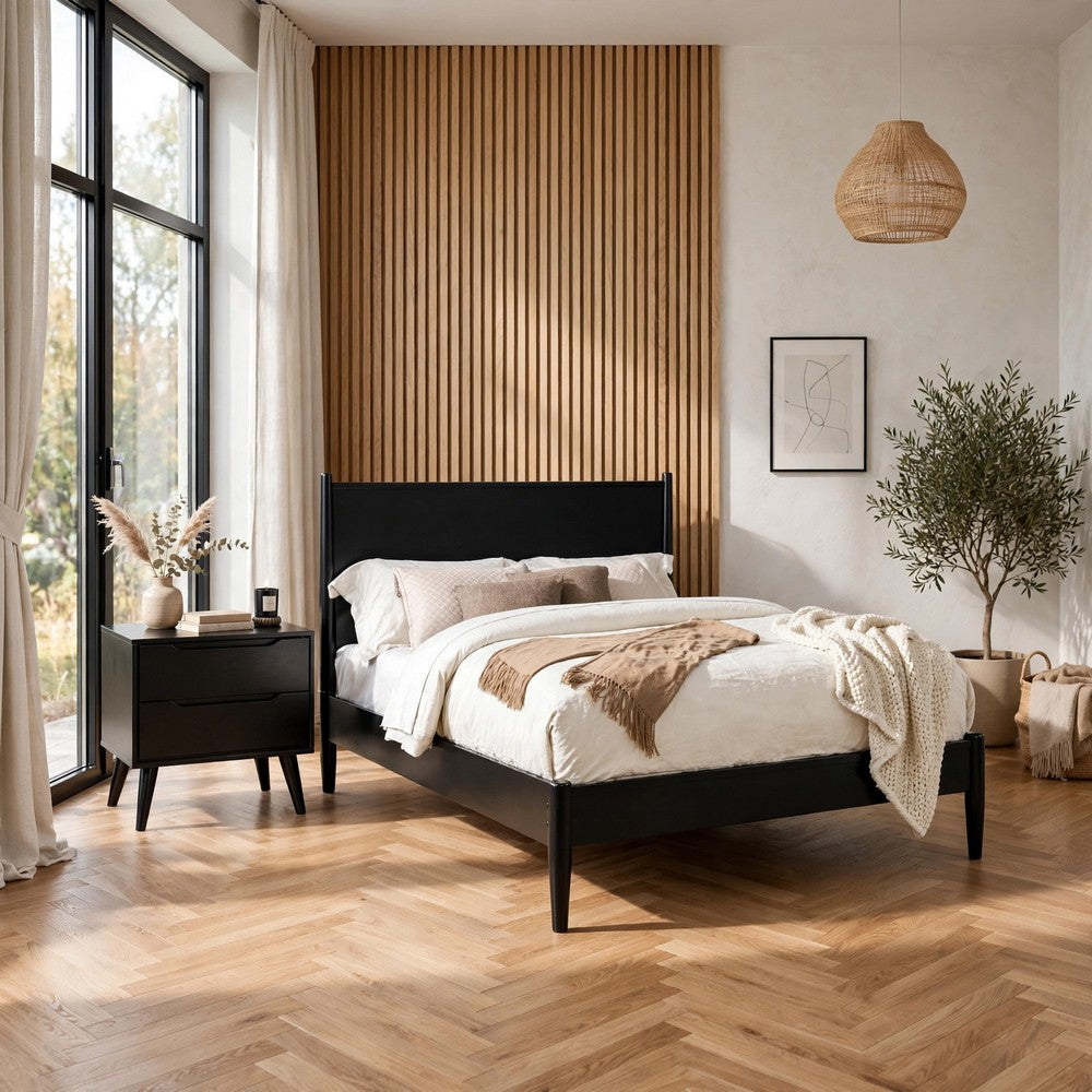 2pc King Bedroom Set | Black Wood | Nightst&