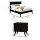 3pc King Bedroom Set, Black Wood, 2 Nightstands