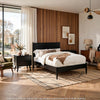 3pc King Bedroom Set, Black Wood, 2 Nightstands