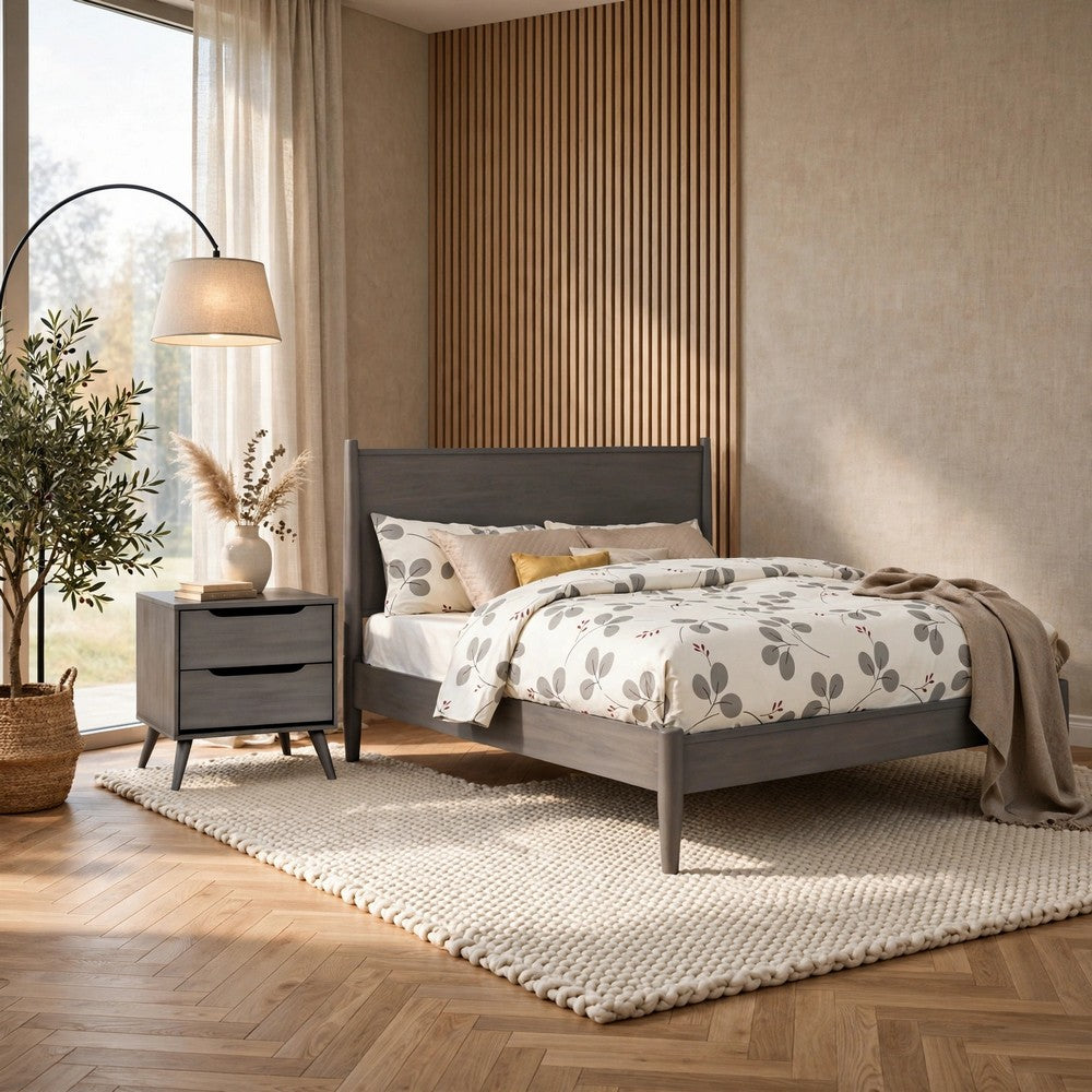2pc King Bedroom Set | Gray Wood | Nightst&
