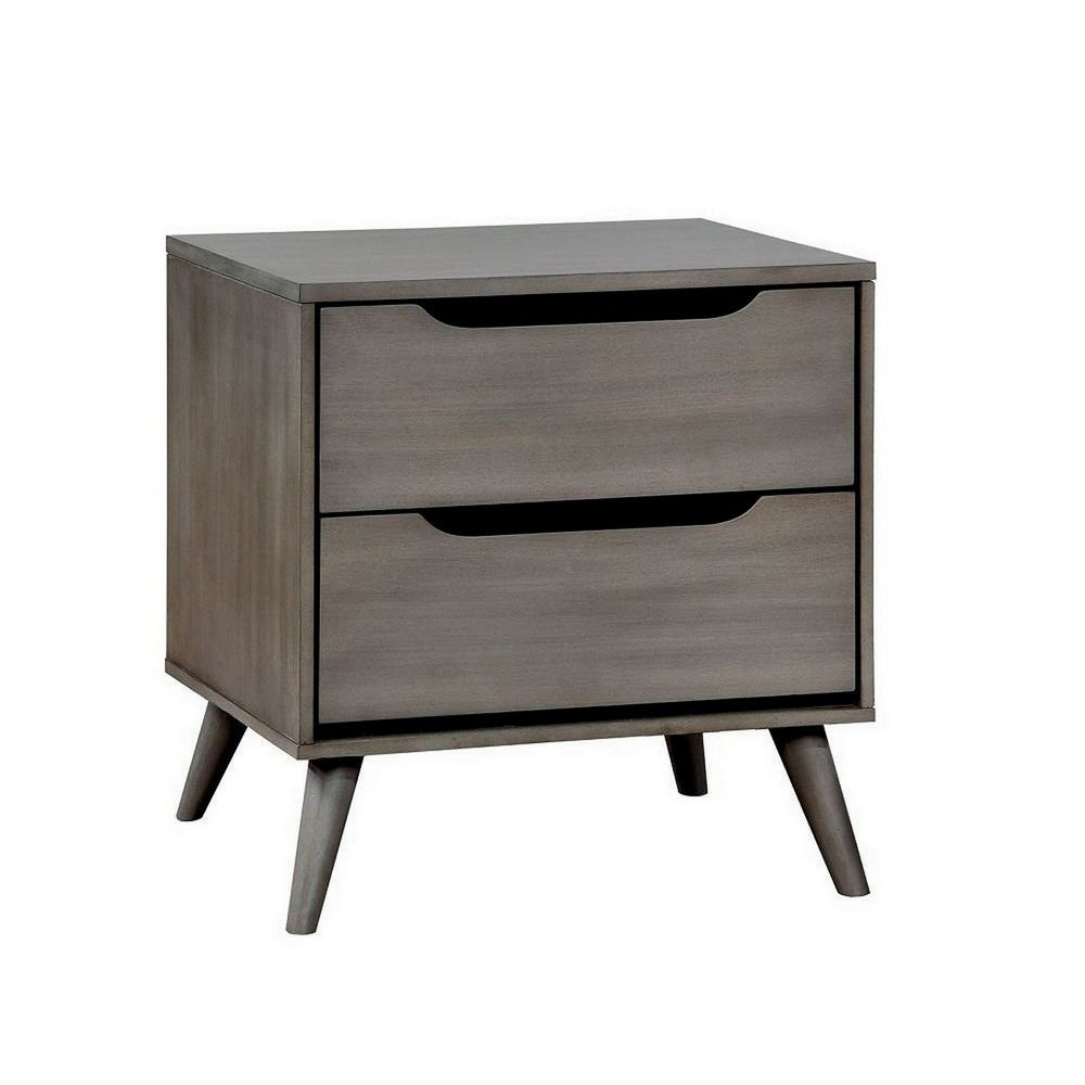 3pc King Bedroom Set, Gray Wood, 2 Nightstands