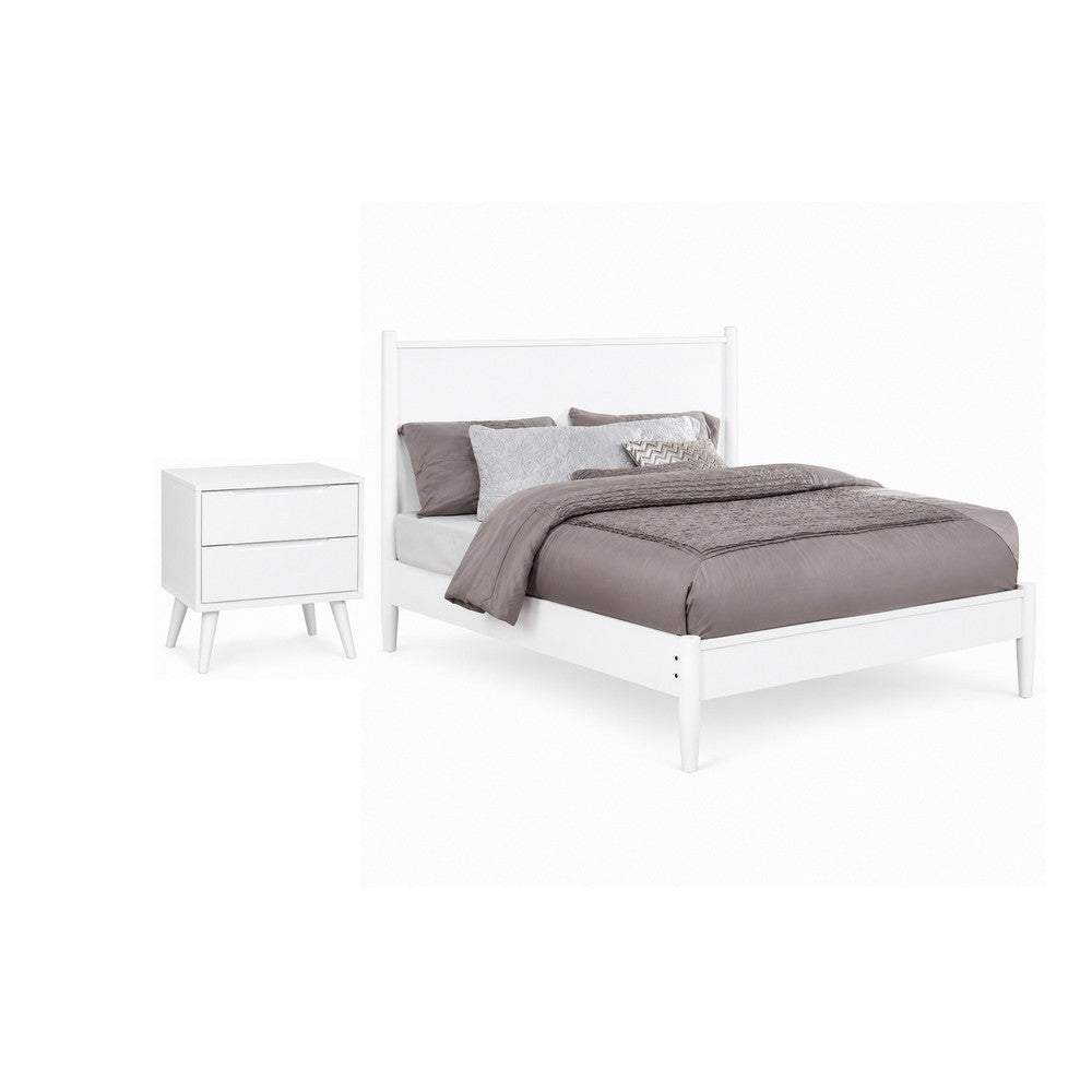 2pc King Bedroom Set, White Wood, Nightstand