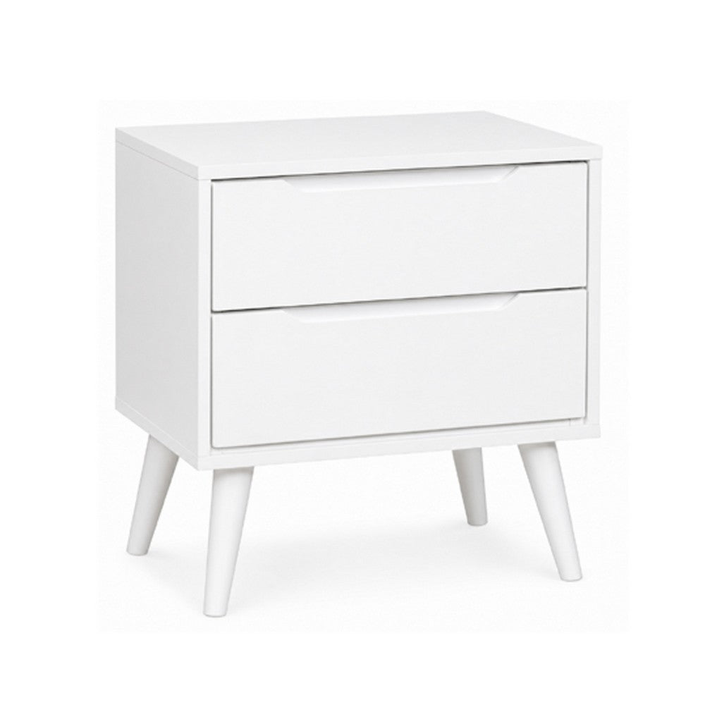 3pc King Bedroom Set, White Wood, 2 Nightstands