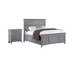 2pc King Bedroom Set, Gray, Chrome Wood, Nightstand