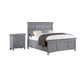 2pc King Bedroom Set, Gray, Chrome Wood, Nightstand