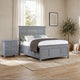 2pc King Bedroom Set, Gray, Chrome Wood, Nightstand