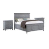 3pc King Bedroom Set, Gray, Chrome Wood, 2 Nightstands