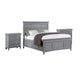 3pc King Bedroom Set, Gray, Chrome Wood, 2 Nightstands