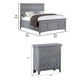 3pc King Bedroom Set, Gray, Chrome Wood, 2 Nightstands