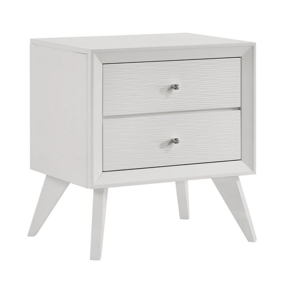 2pc King Bedroom Set, White, Bronze Wood, Nightstand