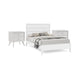 3pc King Bedroom Set, White, Bronze Wood, 2 Nightstands