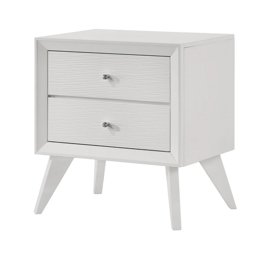 3pc King Bedroom Set, White, Bronze Wood, 2 Nightstands