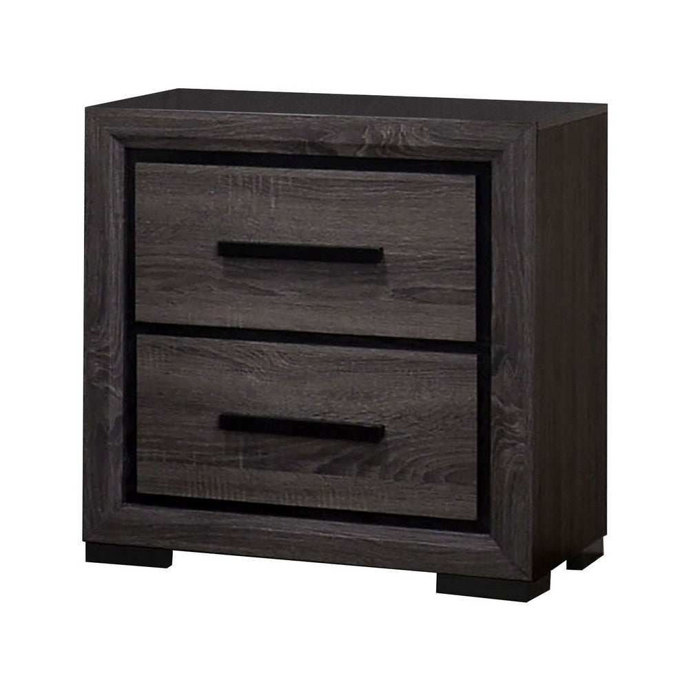 2pc King Bedroom Set | Gray | Black Wood | Nightst&