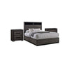 3pc King Bedroom Set, Gray, Black Wood, 2 Nightstands