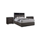 3pc King Bedroom Set, Gray, Black Wood, 2 Nightstands
