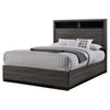3pc King Bedroom Set, Gray, Black Wood, 2 Nightstands
