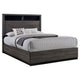 3pc King Bedroom Set, Gray, Black Wood, 2 Nightstands