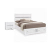 2pc King Bedroom Set, Black, White Wood, Nightstand