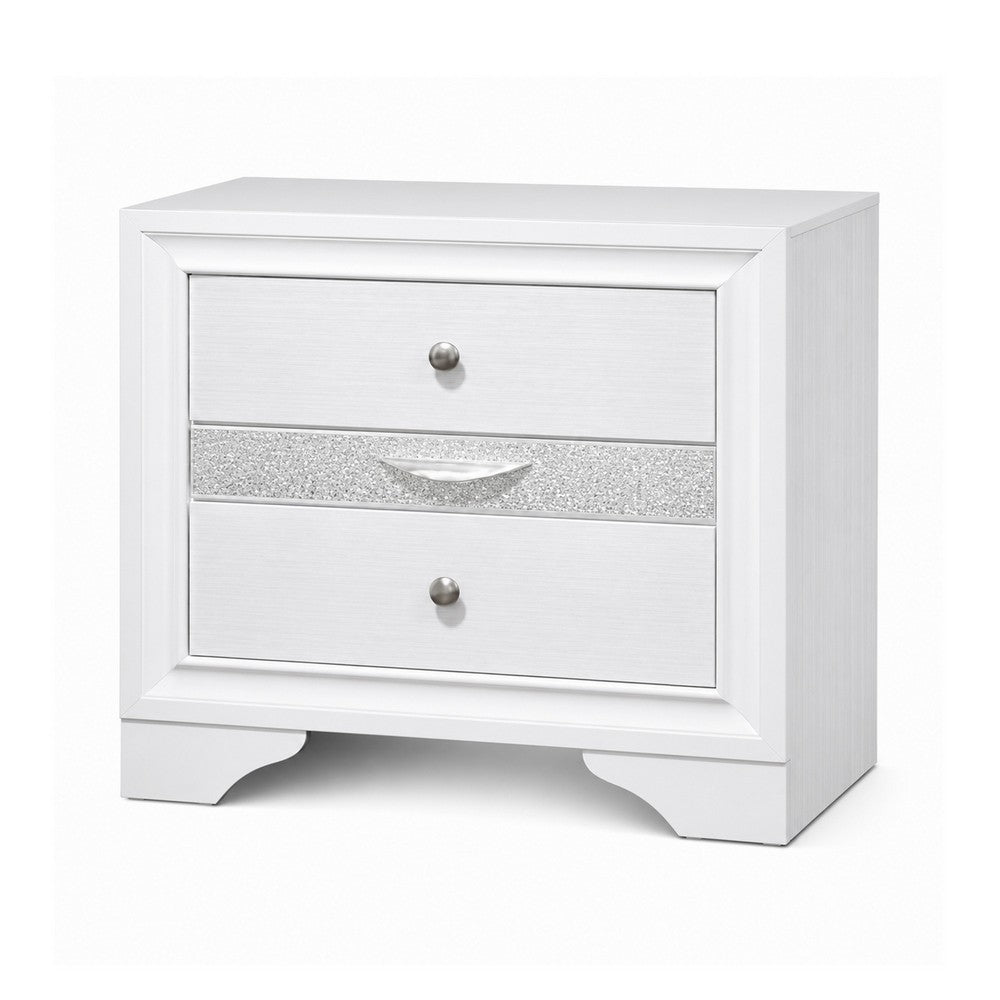 2pc King Bedroom Set, Black, White Wood, Nightstand