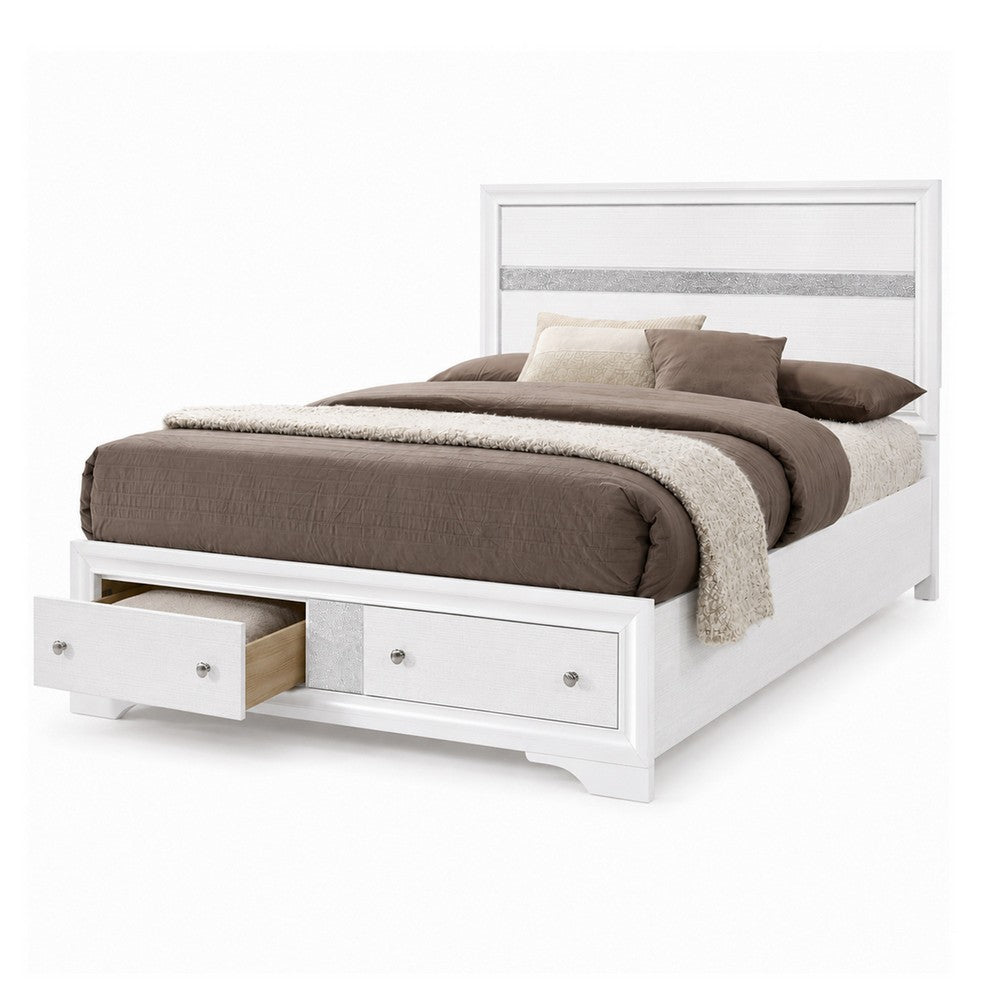 2pc King Bedroom Set, Black, White Wood, Nightstand