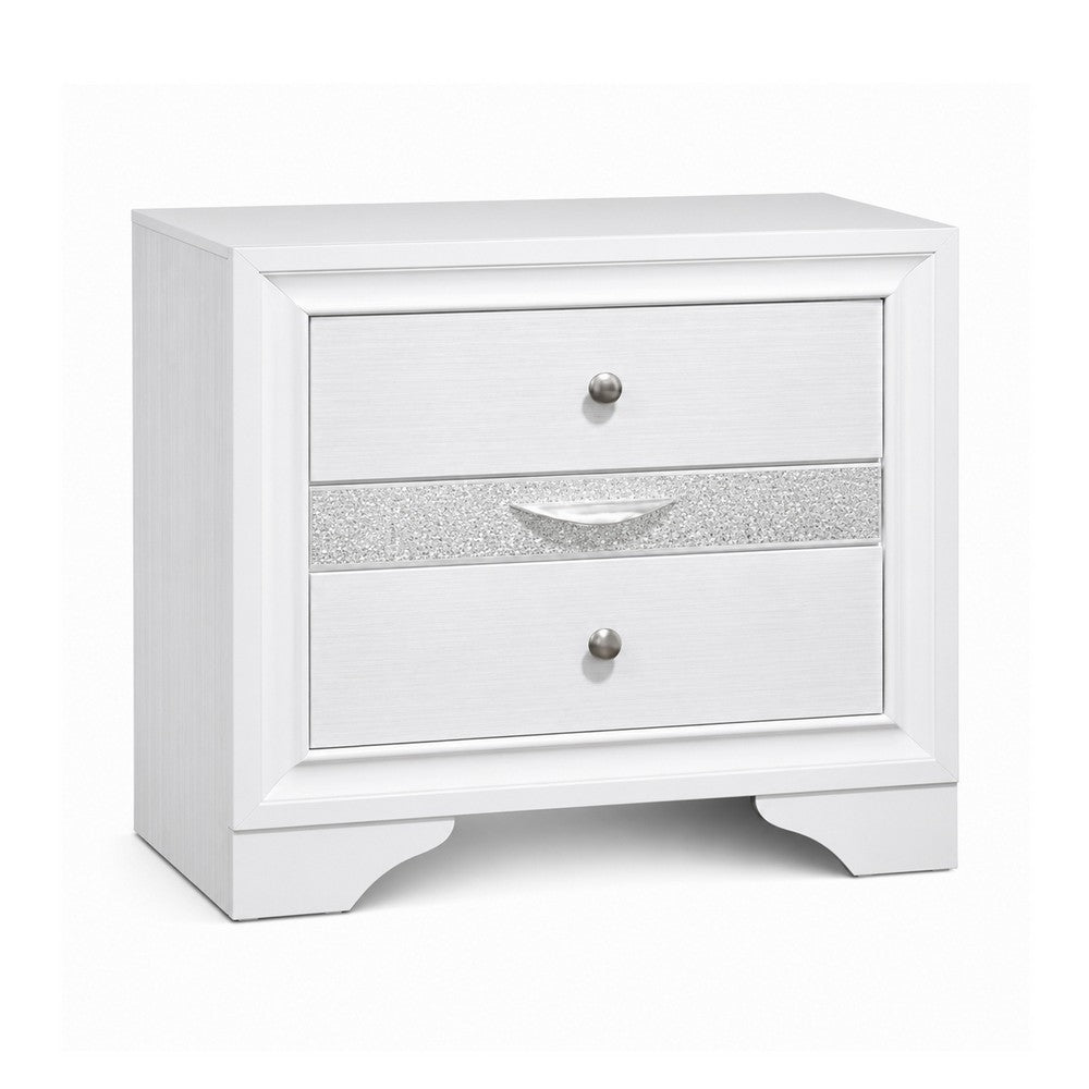 2pc King Bedroom Set, Black, White Wood, Nightstand
