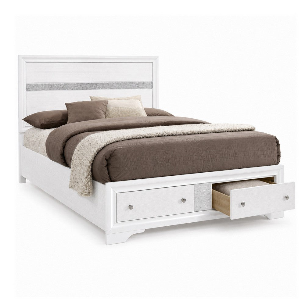 2pc King Bedroom Set, Black, White Wood, Nightstand