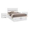 3pc King Bedroom Set, White Wood, One King bed With 2 Nightstands