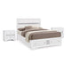 3pc King Bedroom Set, White Wood, One King bed With 2 Nightstands