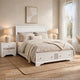 3pc King Bedroom Set, White Wood, One King bed With 2 Nightstands