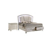 2pc King Bedroom Set | Pearl White | White | Clear | Silver Wood | Nightst&