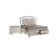 2pc King Bedroom Set | Pearl White | White | Clear | Silver Wood | Nightst&