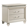 2pc King Bedroom Set | Pearl White | White | Clear | Silver Wood | Nightst&
