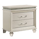 2pc King Bedroom Set | Pearl White | White | Clear | Silver Wood | Nightst&