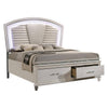 2pc King Bedroom Set | Pearl White | White | Clear | Silver Wood | Nightst&