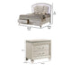 2pc King Bedroom Set | Pearl White | White | Clear | Silver Wood | Nightst&