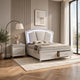 2pc King Bedroom Set | Pearl White | White | Clear | Silver Wood | Nightst&