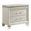 3pc King Bedroom Set, Pearl White, White, Clear, Silver Wood, 2 Nightstands
