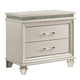 3pc King Bedroom Set, Pearl White, White, Clear, Silver Wood, 2 Nightstands