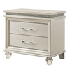 3pc King Bedroom Set, Pearl White, White, Clear, Silver Wood, 2 Nightstands