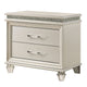 3pc King Bedroom Set, Pearl White, White, Clear, Silver Wood, 2 Nightstands