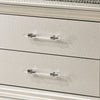 3pc King Bedroom Set, Pearl White, White, Clear, Silver Wood, 2 Nightstands