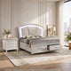 3pc King Bedroom Set, Pearl White, White, Clear, Silver Wood, 2 Nightstands