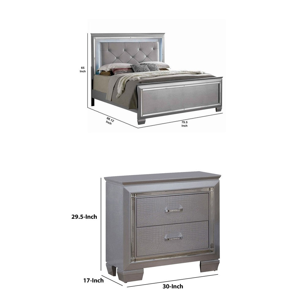 2pc King Bedroom Set | Gray Wood | Nightst&