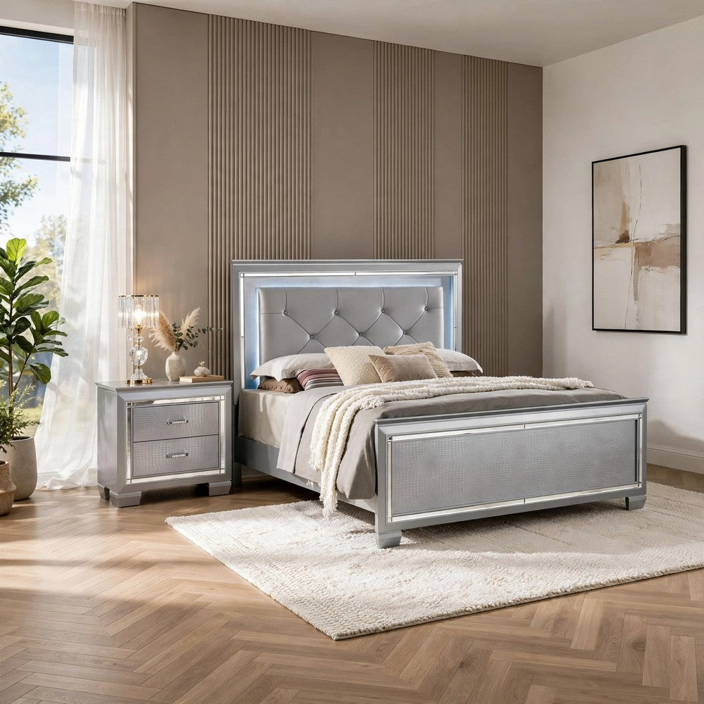 2pc King Bedroom Set | Gray Wood | Nightst&