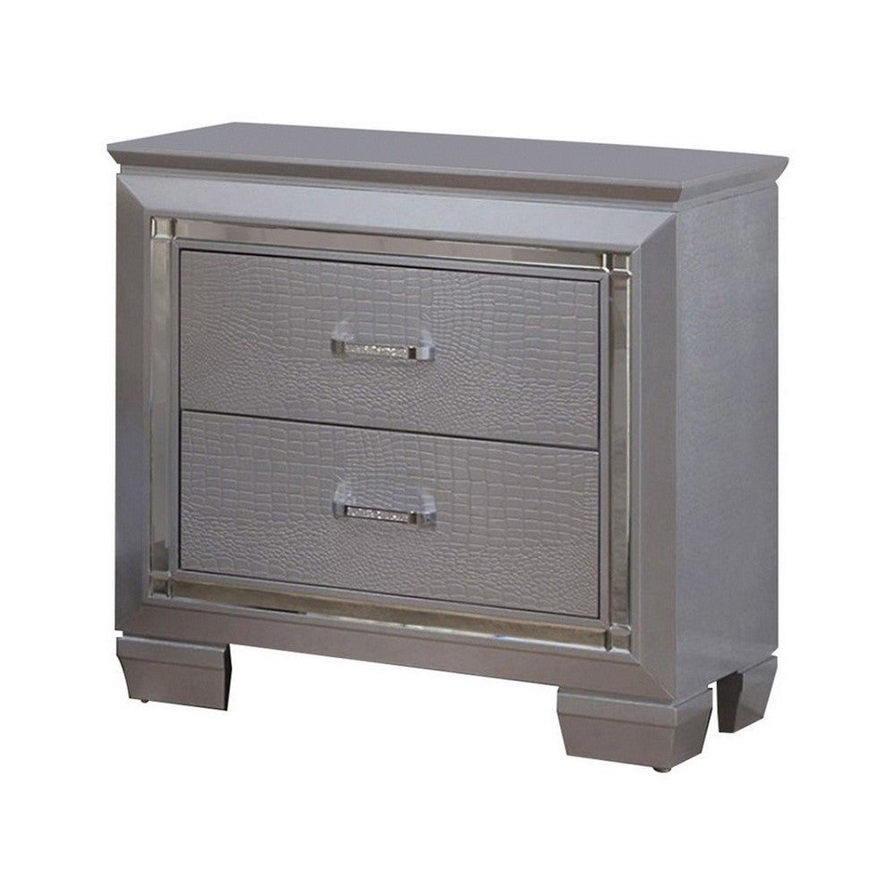 3pc King Bedroom Set, Gray Wood, 2 Nightstands