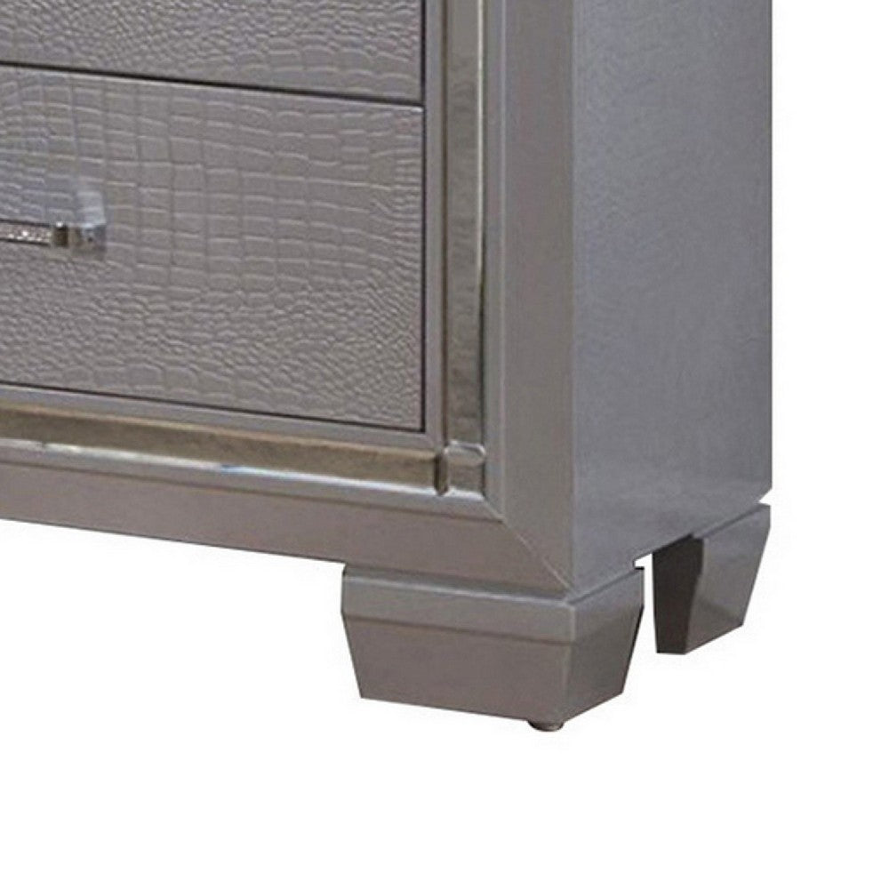 3pc King Bedroom Set, Gray Wood, 2 Nightstands