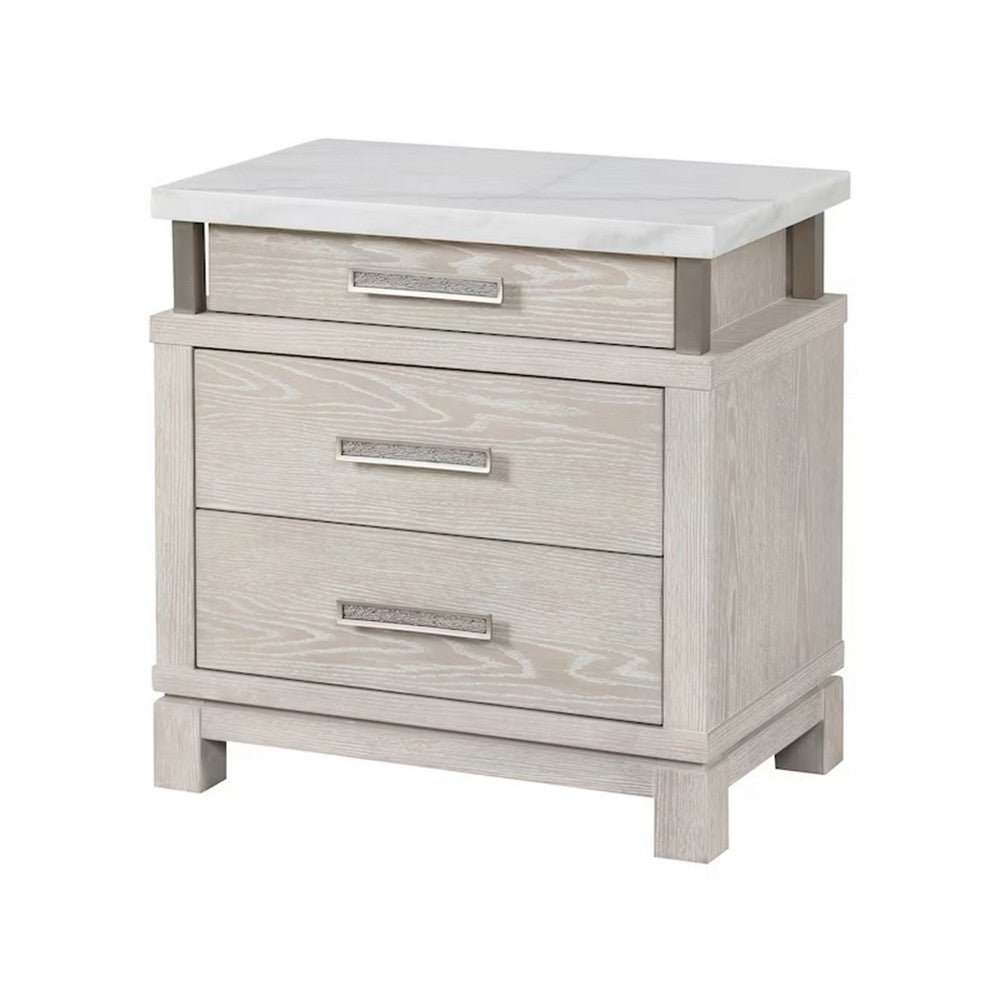 2pc King Bedroom Set | Weathered Gray | Gray | White | Silver Wood | Nightst&