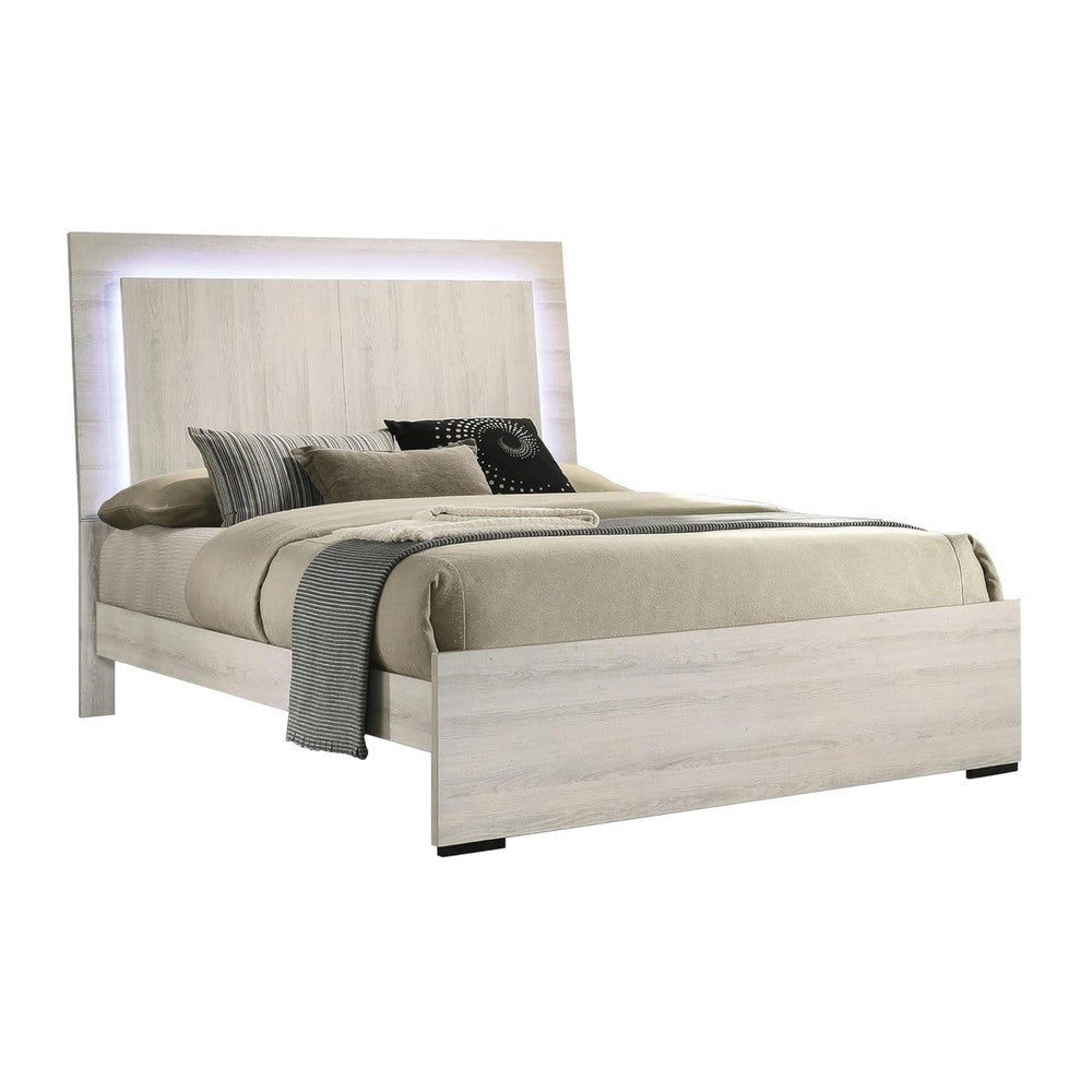 2pc King Bedroom Set | White Wash | Chrome | Nightst&