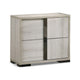 3pc King Bedroom Set, White Wash, Chrome, 2 Nightstands